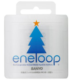 SANYO 冬季限定スペシャルパッケージ eneloop ニッケル水素電池 （ツリー・単3形・2本パック） HR-3UTG-2BP-SN